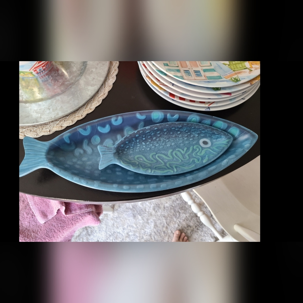 Melamine Fish Themed Summer Dinnerware Serving Platters